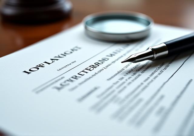 Legal documents and a magnifying glass